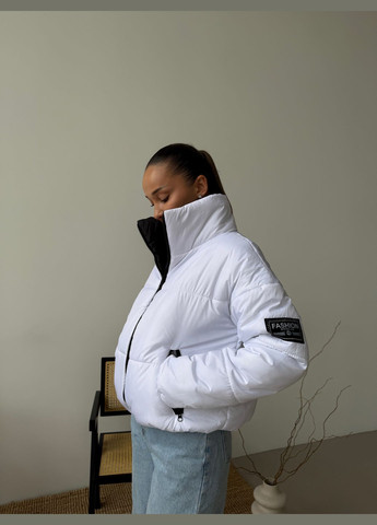 Чорно-біла демісезонна двухстороння жіноча курточка, синтепон 200 No Brand