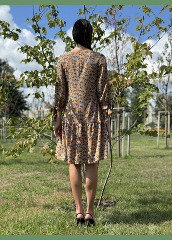 Гірчична сукня вільного крою із зав'язками на рукавах 5796 Cat Orange