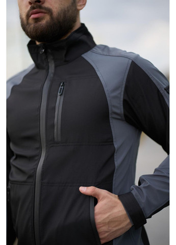 Сіра демісезонна стильна чоловіча куртка з softshell без флісу Vakko