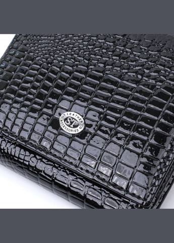 Женский кошелек из натуральной лакированной кожи с монетницей 22688 Черный st leather (306881783)