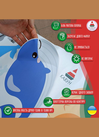 Виниловая интерьерная декор на стену и обои в детскую комнату "Взлетающая космическая ракета" Кавун наклейка (316189717)