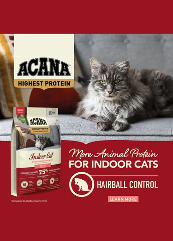 Highest Protein Indoor Cat Recipe (Акана Хайест) сухий корм беззерновий для дорослих домашніх котів Acana (323158400)