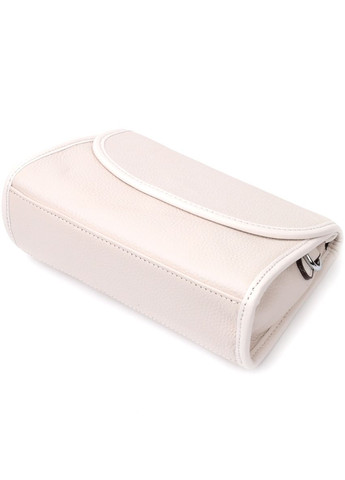 Жіноча шкіряна сумка із напівкруглим клапаном біла 22258 Vintage (329196818)