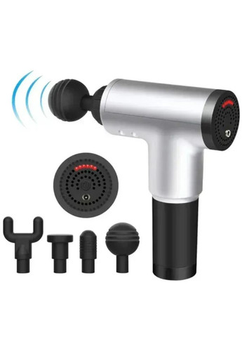 Вибромассажер перкуссионный FASCIAL GUN GB-820 для глубокого мышечного массажа с насадками Серый VTech (332622386)