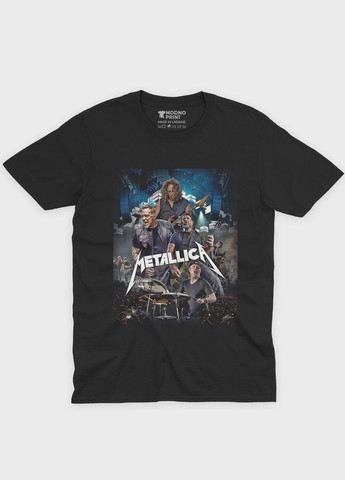 Чорна чоловіча футболка з рок принтом "metallica" (ts001-3-bl-004-2-220) Modno