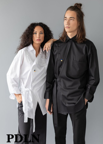 Оверсайз рубашка унисекс со смещенной застежкой PDLN (303899188)