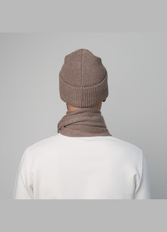 Набор шапка бини + шарф мужской шерсть коричневый GEORGE 947-215 LuckyLOOK 947-215m (289360051)