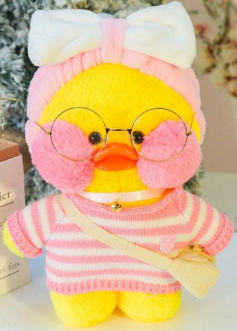 М'яка дитяча плюшева іграшка з аксесуарами жовта качка Лалафанфан у светрі 30 см (477070-Prob) З бантиком на пов'язці Unbranded (294050691)