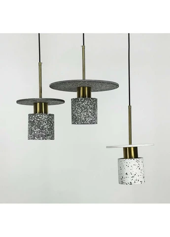 Підвіс Terrazzo Cylinder із білим бетонним плафоном 20 см в стилі Ар-деко LineF (401289242)