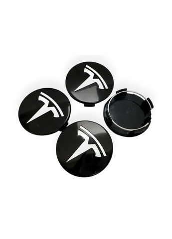 Ковпачки для дисків Тесла заглушки для дисків 57/50 мм чорний з білим логотипом. ( 4 шт.) Tesla (354698704)