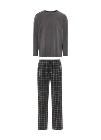 Мужская флисовая пижама зимний костюм из флиса в клетку Livergy (370378936)