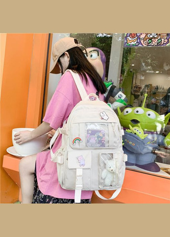 Рюкзак 10455 мужской женский детский школьный портфель белый молочный No Brand (326487668)