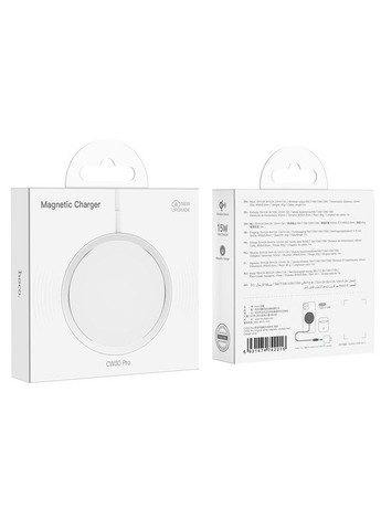 Заряджання бездротове magnetic wireless fast charger CW30 Pro до 15 ват біле Hoco (283375134)