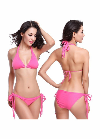 Рожевий літній жіночий роздільний купальник на зав'язках No Brand