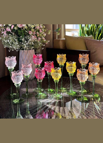 Свічник скляний Тюльпан, 27см No Brand (318561713)