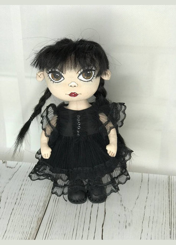 Авторська текстильна лялька для дівчаток ручної роботи інтер`єрна Wednesday Addams Венздей 24см No Brand (337348965)