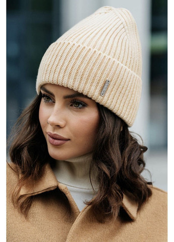 Шапка рельефной вязки, цвет Светло-бежевый Fashion (365072203)