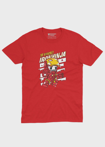 Красная демисезонная футболка для мальчика с принтом супергероя - железный человек (ts001-1-sre-006-016-009-b) Modno