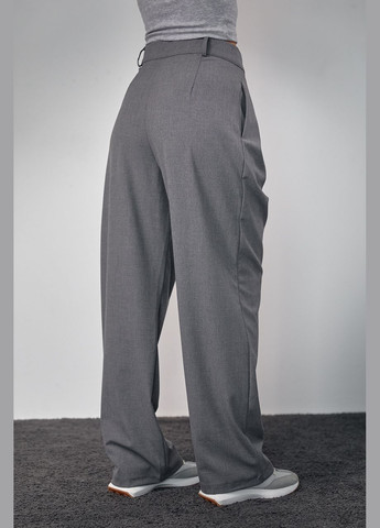 Класичні штани з акцентними гудзиками на поясі - темно-сірий Lurex (278400562)