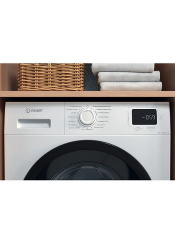 Пральна машина IM602BMYTIMEUA фронтальна, 6кг, 1200, A+++, 44.6см, дисплей, пара, інвертор, люк чорний, Indesit (364275415)