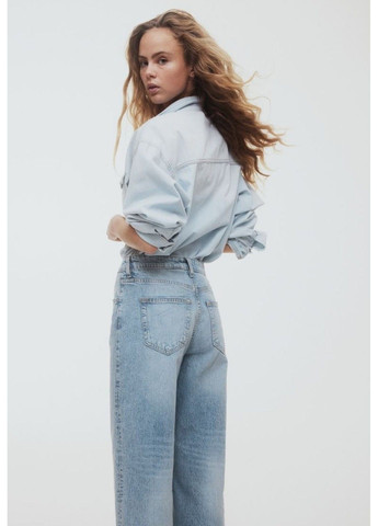 Женские укороченные широкие джинсы Н&М (57322) W38 Голубые H&M - (295263197)