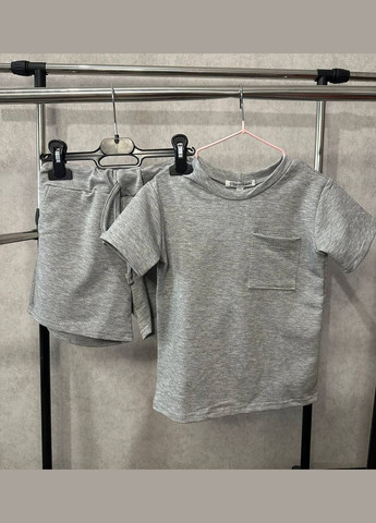 Серый летний детский костюм с шортами Україна