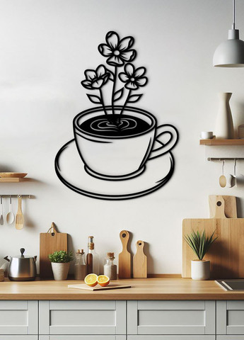 Сучасна картина на кухню, декоративне панно з дерева "Ромашковий чай", стиль лофт 30х23 см Woodyard (292013754)