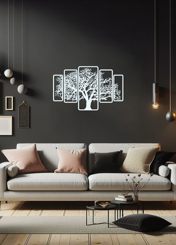Картина лофт, настенный декор для дома "Дерево картина из 5 частей", декоративное панно 35х55 см Woodyard (292113820)