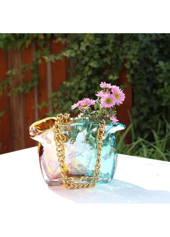 Стеклянная ваза Luxora Bag в форме сумки с ручкой-цепочкой для цветов и декора, 22×9×14 см More (369157006)