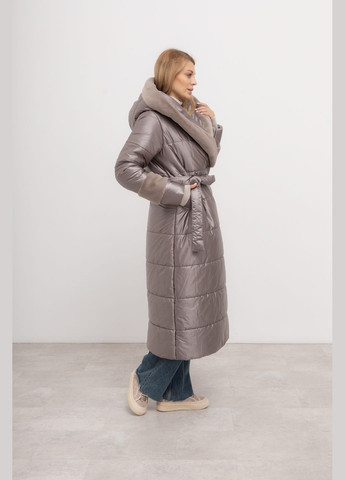 Серо-бежевое зимнее Пальто Серо-бежевый Зима Повседневный Alberto Bini