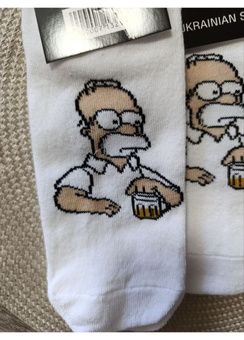Белые носки мужские с рисунком, украина, короткие, размер 41-45 MiLeSKoV рисунки (353745581)