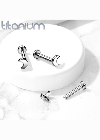 Титановые серьги лабрет с полумесяцем TIL12-1608-ST для пирсинга хеликса, трагуса, губ (Длина: 8мм) Spikes (333698331)