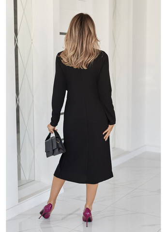 Чорна вечірня приталене плаття міді з воланом Fashion Girl