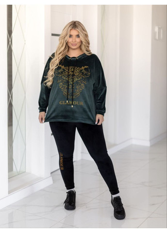 Жіночий велюровий костюм зі стразами та лосинами з утяжкою No Brand (373069329)