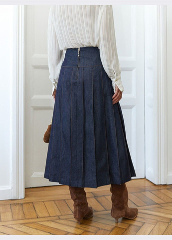 Темно-синяя кэжуал однотонная джинсовая юбка тёмно-синего цвета Dressa