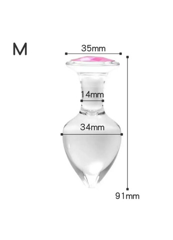 Анальна пробка із кристалом скляна, Пробка для анальної стимуляції, Прозора втулка з каменем M No Brand (362571369)