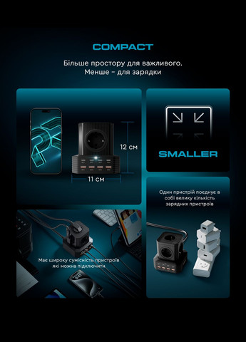 Сетевое зарядное устройство Resolute Power ARP-544 100W GaN 2m Black (ARM73177) ArmorStandart (343049346)