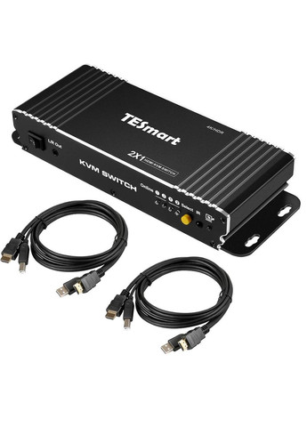 HDMI KVM переключатель TESmart 2х1, 4K 60Hz, управление 2 ПК одной клавиатурой, мышью, дисплеем, звуком, пульт No Brand (339671887)