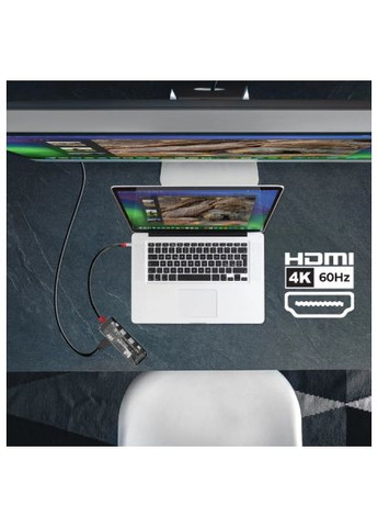 Концентратор USB-C 8-in-1 USB-C PD100W + HDMI 4K60Hz + USBC + 2xUSB 3.0 + RJ45 1000Mbps + SD/MicroSD grey (transhub-mini) Promate USB-C 8-in-1 USB-C PD100W + HDMI 4K60Hz + USBC + 2 (366735420)