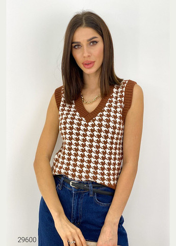 Вязаный жилет с узором гусиная лапка Liton (303775588)