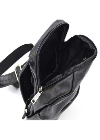 Чоловічий рюкзак-слінг з натуральної шкіри з одним відділенням чорний TARWA (302315082)