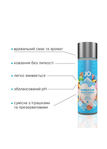 Лубрикант на водной основе H2O — Candy Shop — Bubblegum (60 мл) без сахара и парабенов Jo (366876664)