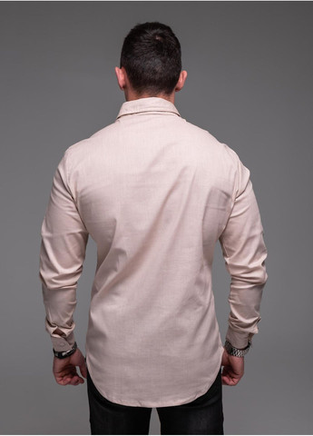 Бежевая повседневный, классическая рубашка однотонная No Brand