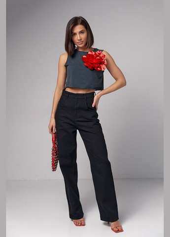 Трикотажная майка-топ с объемным цветком Lurex (284116493)