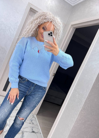 Блакитний демісезонний вовняний светрик вільного крою Allthings