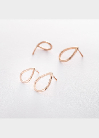 Сережки - пусети Крапельки в червоному золоті с06314 Oniks (264023317)