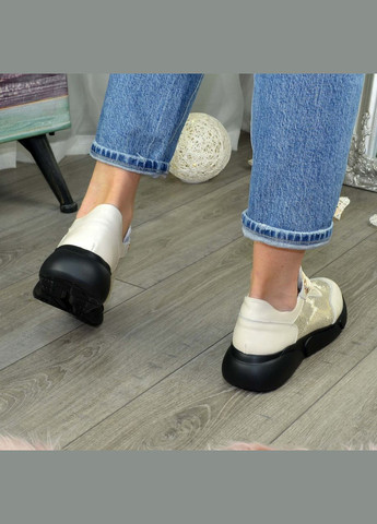 Кроссовки женские кожаные бежевые на спортивной подошве. 38 размер Vasha para бежевые демисезоны (303931948)