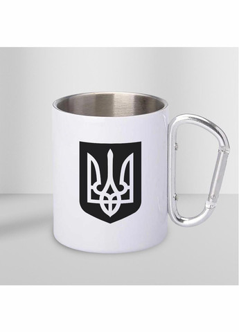 Кружка металлическая с карабином "Герб Украины" 300 мл Белая No Brand (324263885)