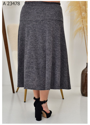 Темно-серая повседневная однотонная женская длинная юбка большого размера SK