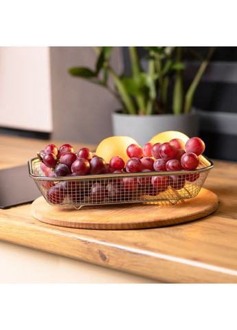 Сито-кошик для овочів та фруктів з нержавіючої сталі 29*5х21х6 см друшляк для кухні для миття продуктів ProDobro (364193316)